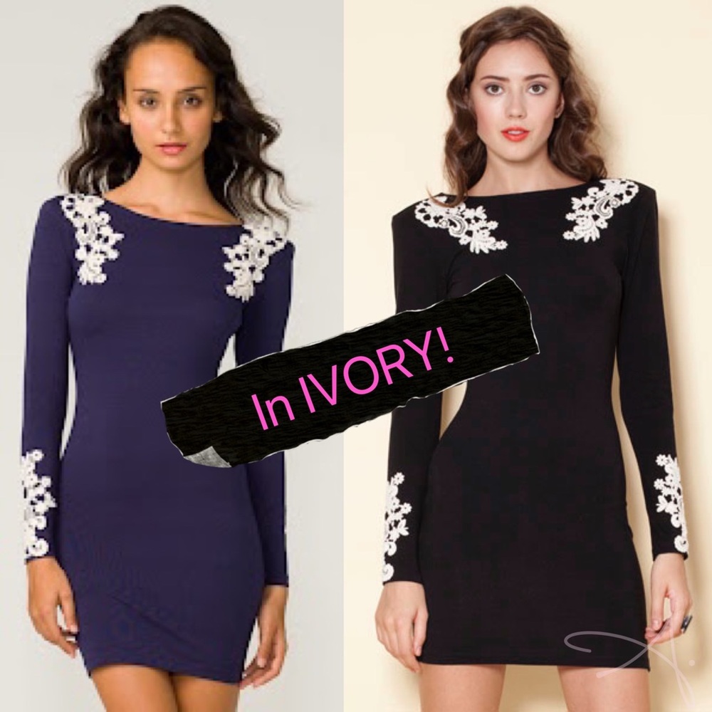 MOTEL ROCKS Gina Bodycon Dress Ivory/Black Lace S NWOT *As Seen On!* - Picture 2 of 6